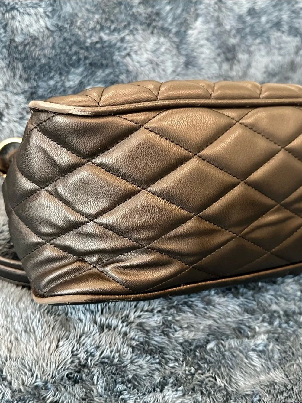 Steve Madden Quilted Black Shoulder Bag with Removable Chain Strap